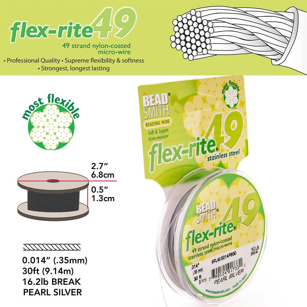 Brand new ๐ The Beadsmith® Flex-rite® 0.014" Pearl Silver 49 Strand Wire, 30ft. โค๏ธ 7 Brand new ๐ The Beadsmith® Flex-rite® 0.014" Pearl Silver 49 Strand Wire, 30ft. โค๏ธ - Image 5