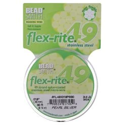 Best reviews of 🛒 The Beadsmith® Flex-rite® 0.018" Pearl Silver 49 Strand Wire, 30ft. 🥰