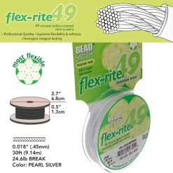 Best reviews of 🛒 The Beadsmith® Flex-rite® 0.018" Pearl Silver 49 Strand Wire, 30ft. 🥰 -Beadsmith Sales D289991S 3