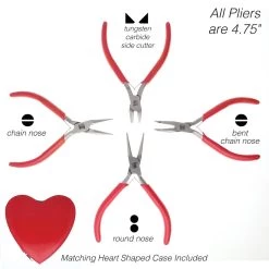 Budget 🛒 The Beadsmith® 4 Piece Pliers Set in Heart Case 🥰 -Beadsmith Sales D579393S 4