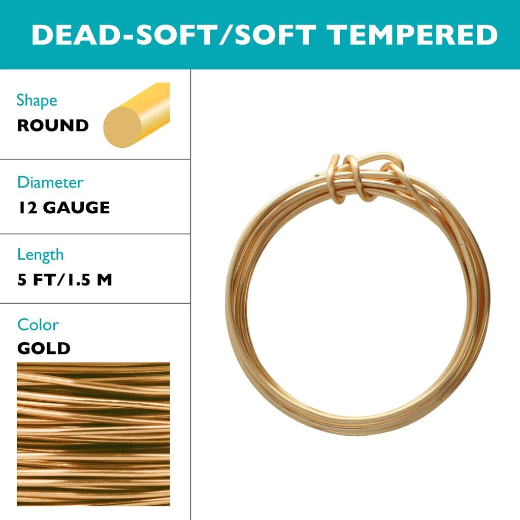 Best Pirce 🛒 The Beadsmith® Wire Elements™ 12 Gauge Gold Tarnish Resistant Soft Temper Wire, 5ft. 💯 6 Best Pirce 🛒 The Beadsmith® Wire Elements™ 12 Gauge Gold Tarnish Resistant Soft Temper Wire, 5ft. 💯 - Image 4