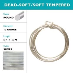 Buy ❤️ The Beadsmith® Wire Elements™ 12 Gauge Silver Tarnish Resistant Soft Temper Wire, 5ft. 😉 -Beadsmith Sales D673294S 4