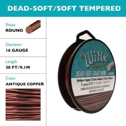 Buy 😀 The Beadsmith® Wire Elements™ 16 Gauge Antique Copper Tarnish Resistant Soft Temper Wire, 30ft. 🌟 -Beadsmith Sales D673298S 4
